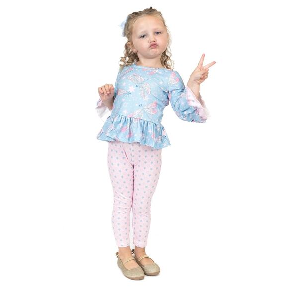 Dancing Dragonflies 2 Piece Top Pants Set by PETE + LUCY Size 5 NEW - Picture 3 of 6